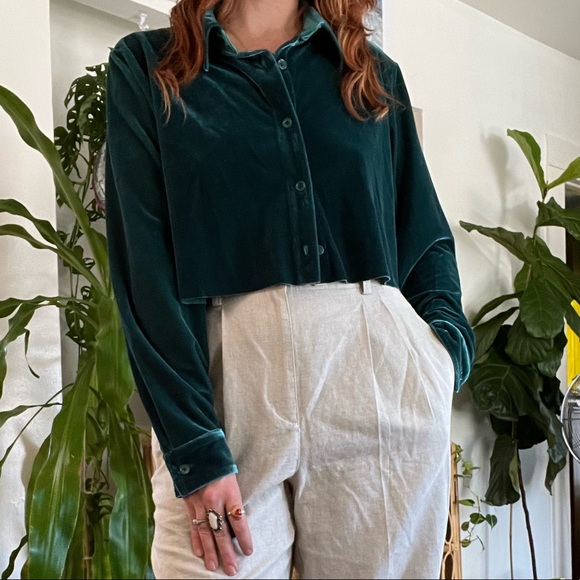 Velvet long sleeve crop top by soft surrounding - Picture 3 of 6